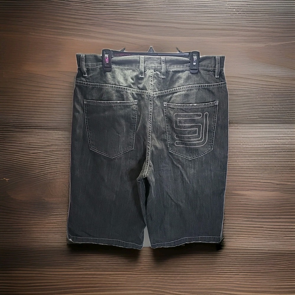 Vtg Sean John Shorts Mens 36 Charcoal Baggy Skater Y2K Hip Hop Denim Jean Adult‎